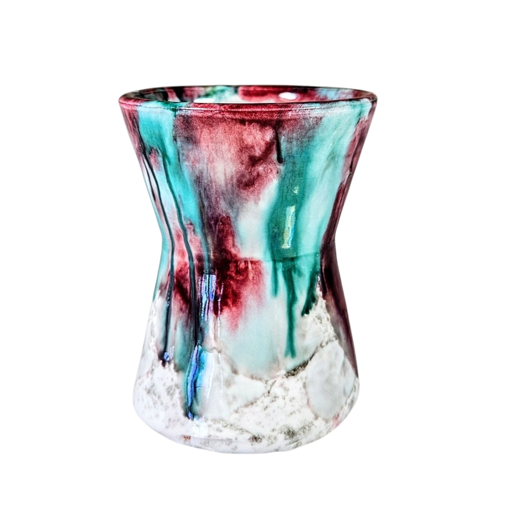 Vintage Italian Drip Glaze Hand Made Pottery Small Flower Bud Vase Small 3 in